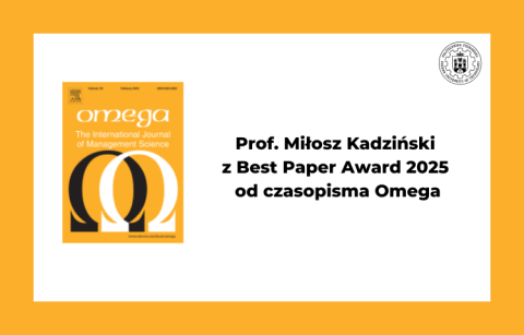 Prof. Miłosz Kadziński wyróżniony nagrodą "Best Paper Award"